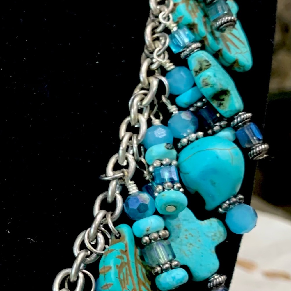 Day of the Dead turquoise necklace.  One of a kind and beautifully made.